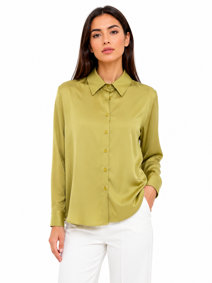 Oversize Saten Gömlek (gold)