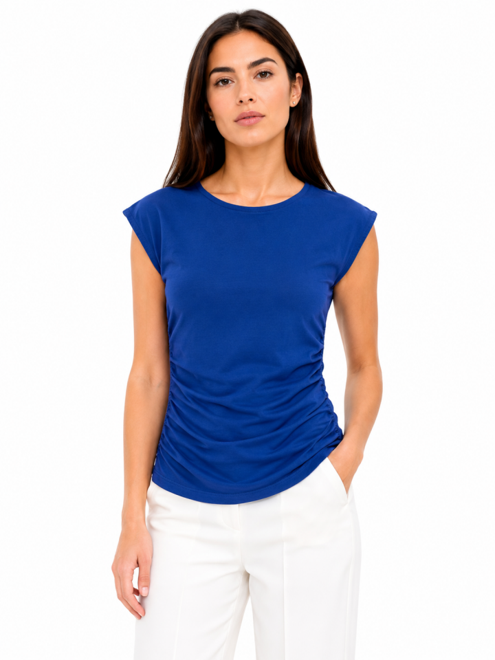 Lina Büzgü Detaylı Bluz (Saks Mavi)