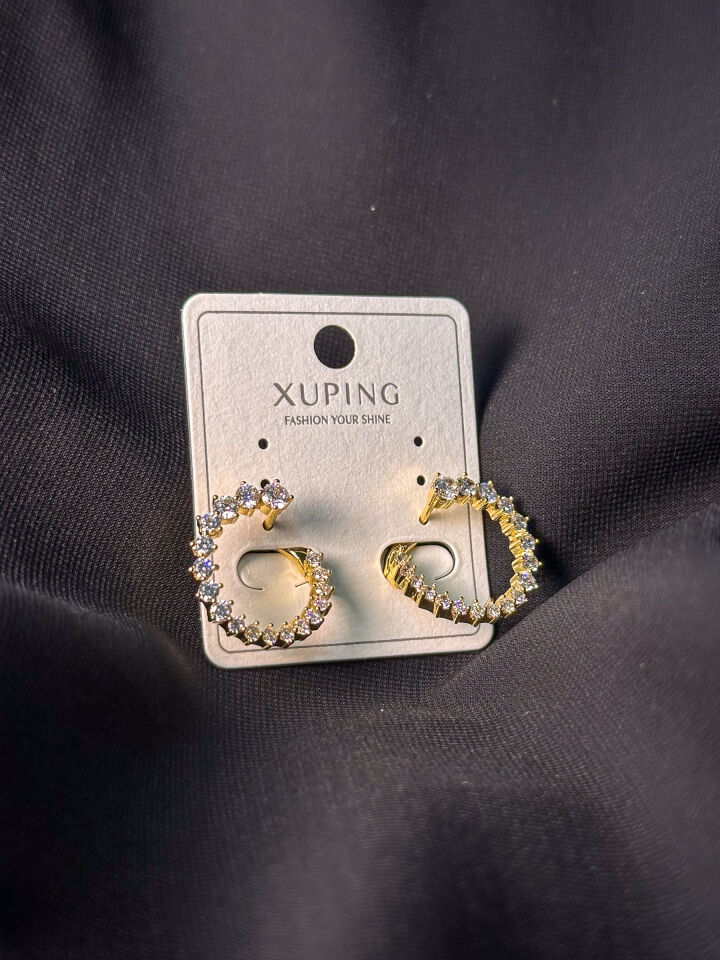 Gold Premium Tam Tur Taşlı Küpe