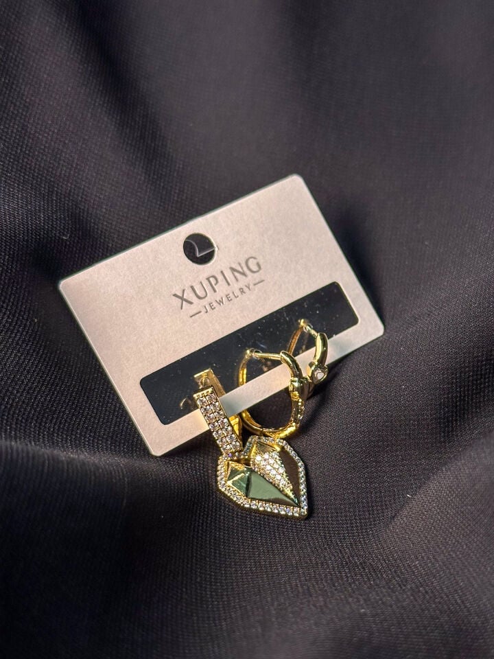 Gold Premium Modern Geometrik Küpe