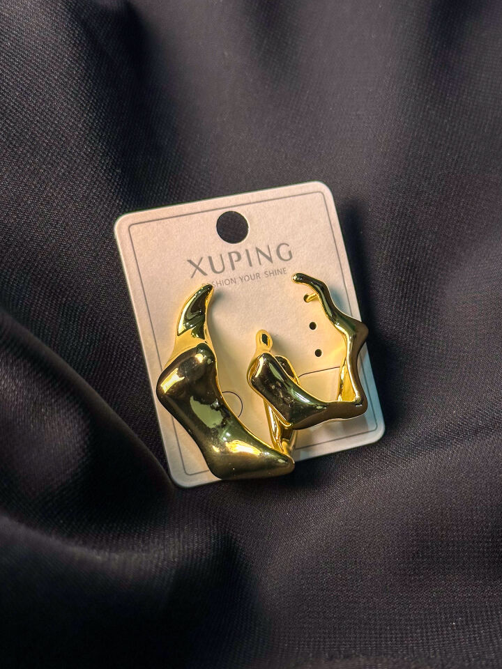 Gold Premium Organik Form Halka Küpe