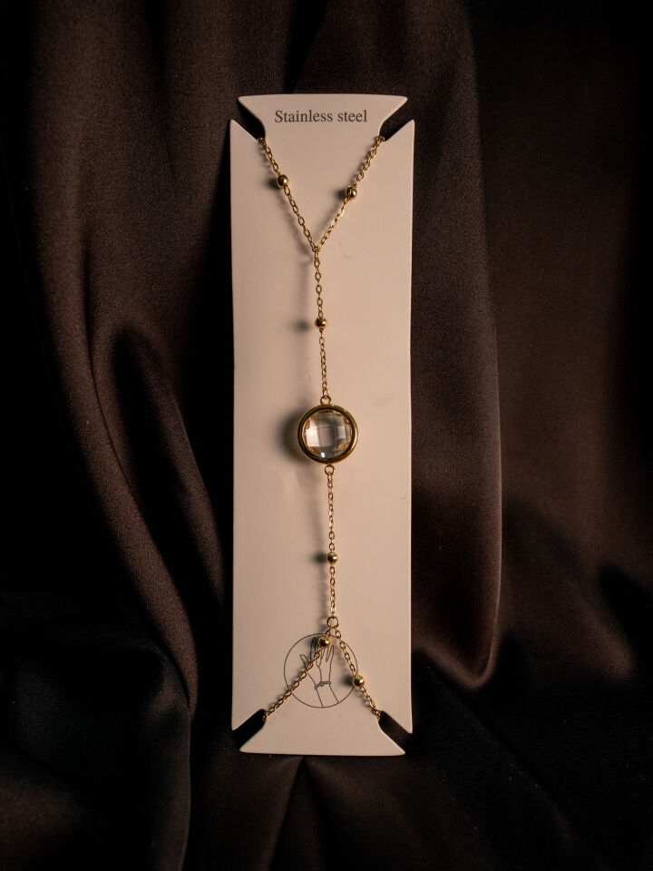 Gold Premium Yuvarlak Kristal Taşlı Şahmeran