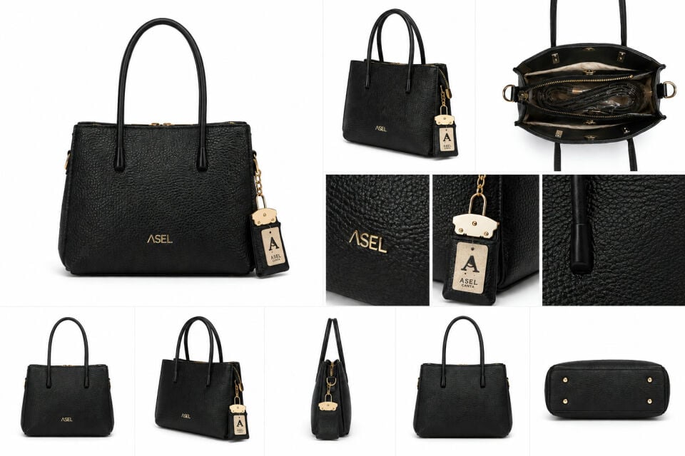 Kroko Desenli Tote Çanta (Siyah)