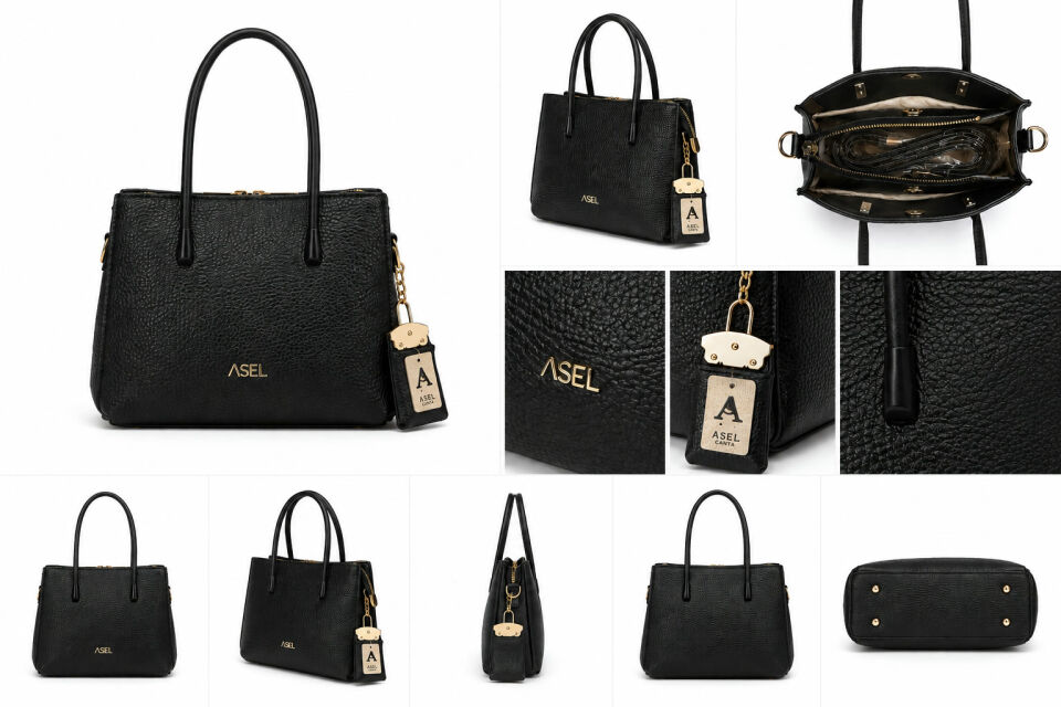 Kroko Desenli Tote Çanta (Siyah)