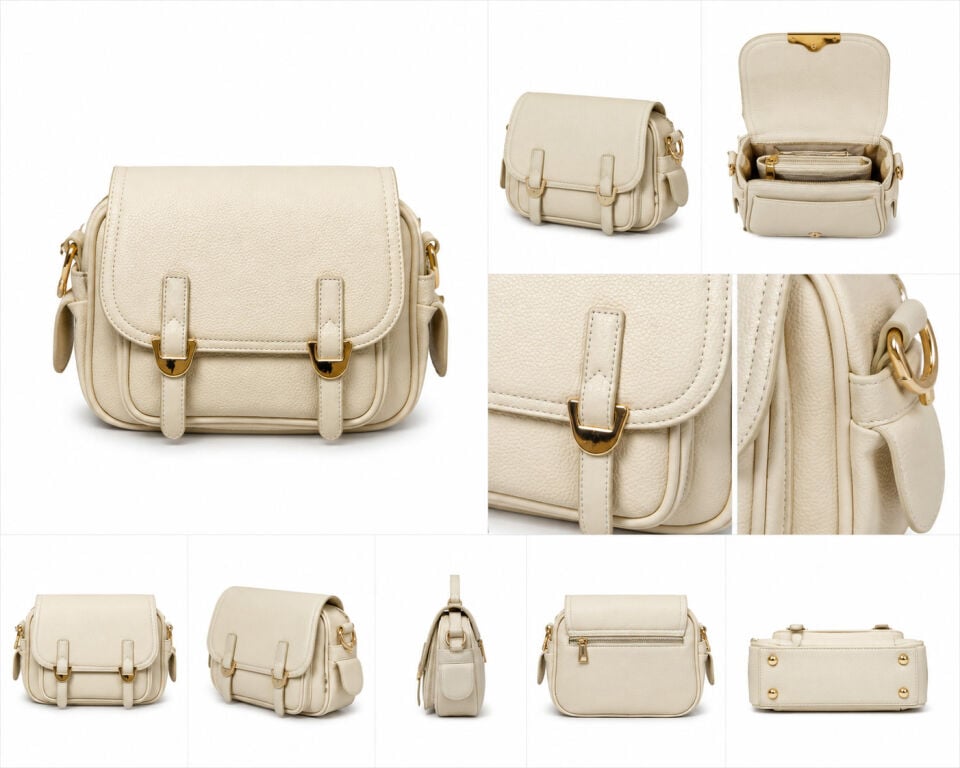 Krem Kadın Vintage Satchel Çanta