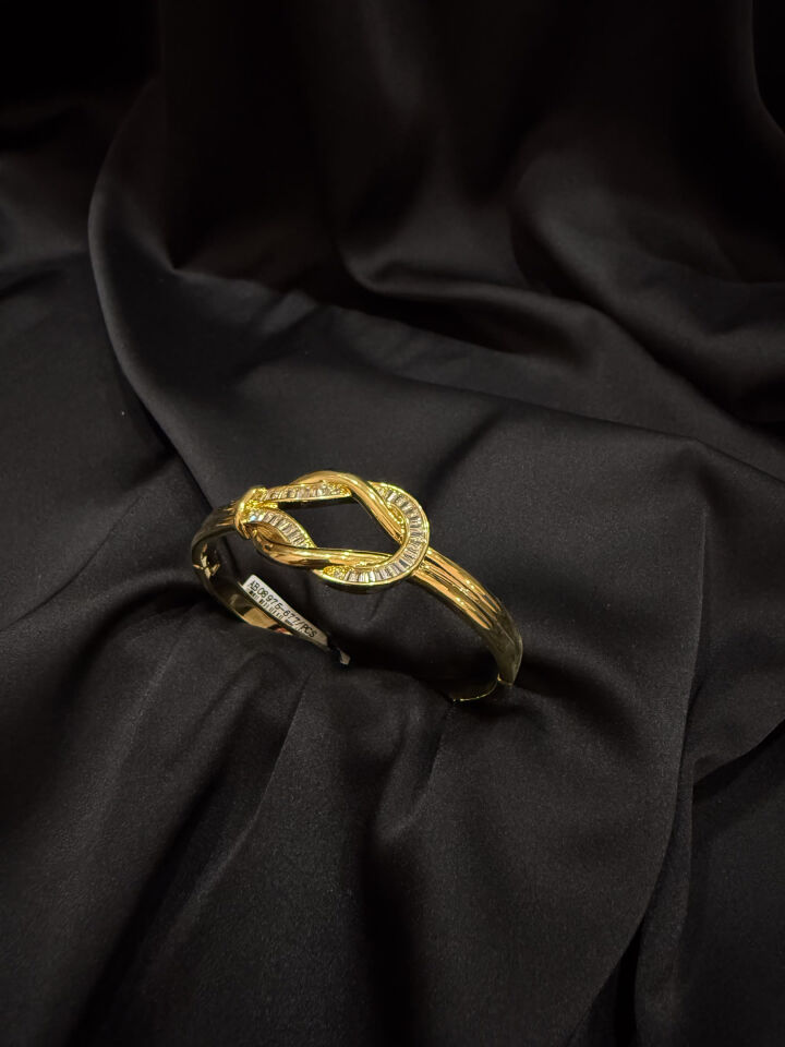 Gold Premium Baget Taşlı Oval Halka Bilezik