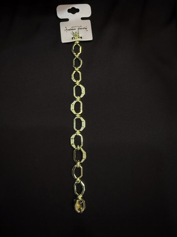 Gold Taş Detaylı Oval Halka Bileklik