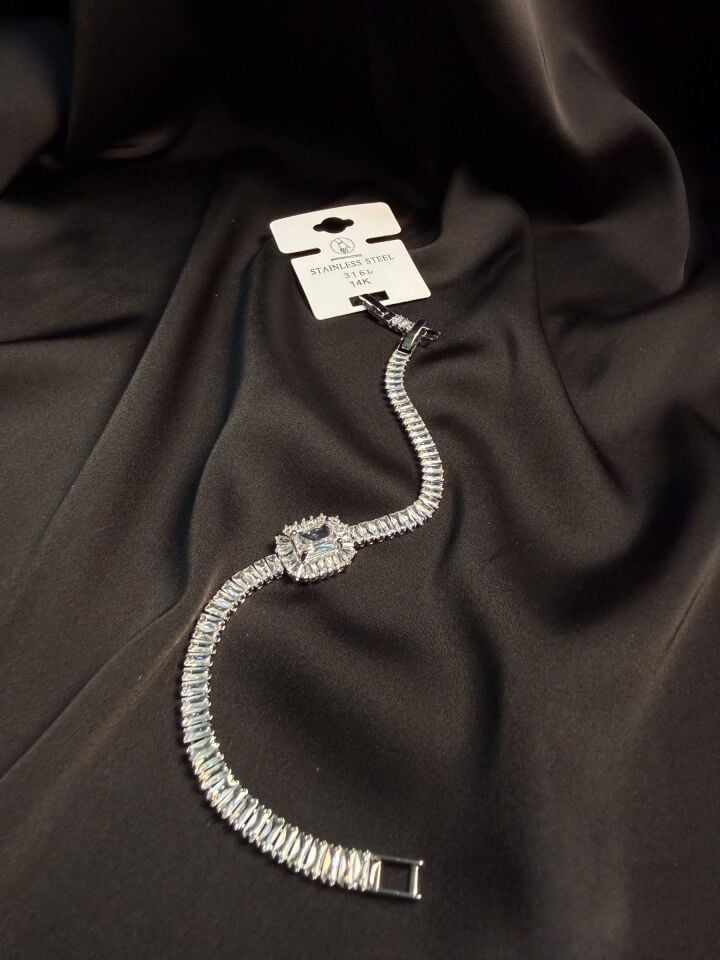 Silver Baget Taşlı Bileklik