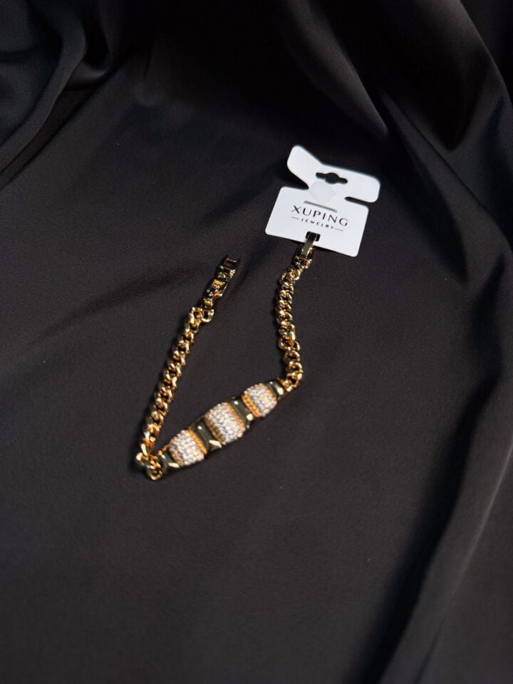 Gold Taşlı Baget Detaylı Bileklik