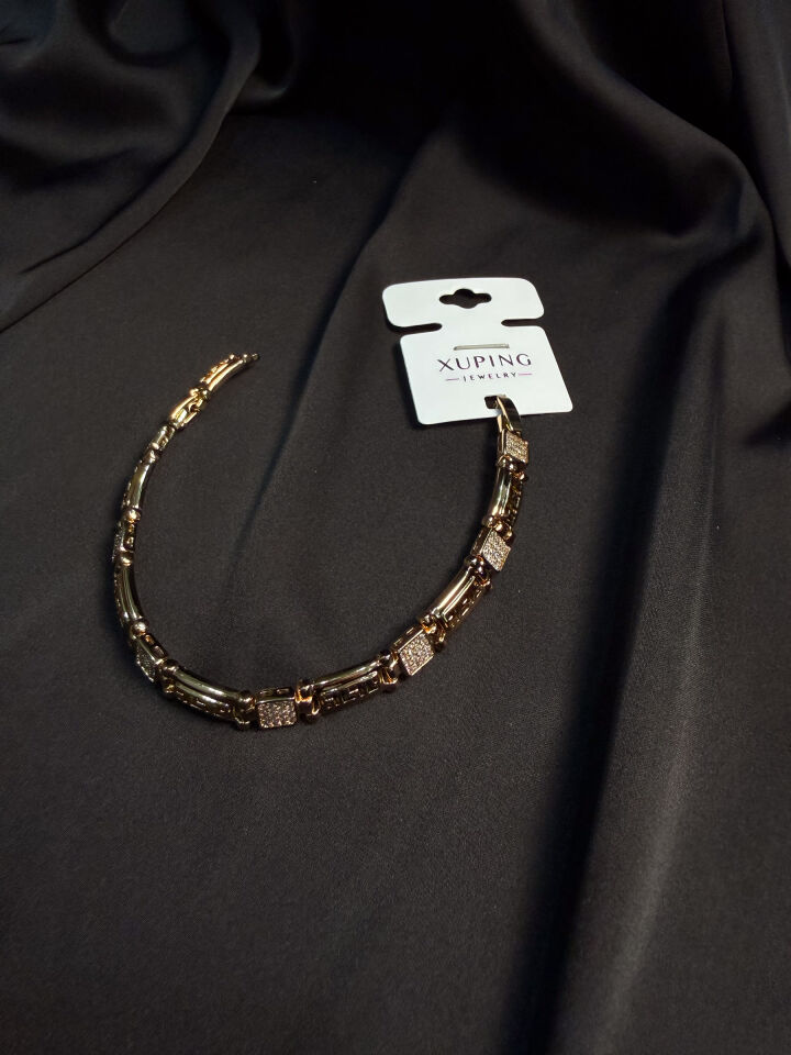 Rose Gold Zincir Kare Taşlı Bileklik