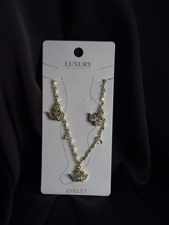 Kuğu Detaylı Gold Halhal